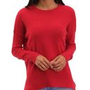 T Tahari  Crewneck Split Hem Pullover Sweater Red Long Sleeves Size M Photo 0