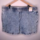 Terra & Sky High Rise Slouchy Short Light Wash Jean Denim Elastic Stretch Waist Photo 0