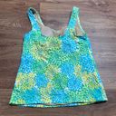 L.L.Bean  Womens Blue Green Yellow Floral Tankini Swim Top Size 4 UPF 50+ Photo 1