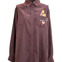 Disney Vintage  Winnie the Pooh Piglet Bee Real Button Down Shirt Maroon Size Med Photo 0