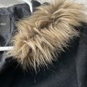 Banana Republic Wool Zip Blend Hooded Coat Faux Fur Trim Black Women's Petite XS Photo 6