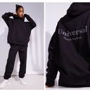 Pretty Little Thing PLT Premium Coal Black Sports Academy Puff Print Oversized Hoodie Black NWT Photo 1