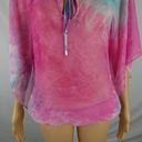 Alberto Makali  Sheer Tie Dye Blouse Split Tied Neck Flutter Kimono Sleeves Boho Photo 2