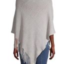 Time And Tru  Fringe Poncho Sweater Gray Pullover Ribbed Photo 1