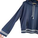 J.Crew University Terry Hoodie Sweatshirt Striped Cuffs Navy Blue 100% Cotton, L Size L Photo 6