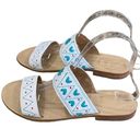 Jack Rogers Two band slide Leather  Adair Sandals shoes white print Size 7 Photo 1