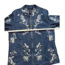 Vintage Denim & Co floral embroidered denim zip up jacket sz M womens cottagecor Blue Size M Photo 6