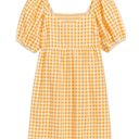 Old Navy  Dress Womens XXL Seersucker Sweetheart Neck Gingham Puff Sleeve Yellow Photo 2