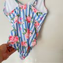 Betsey Johnson  Women Blue Stripe Floral 1 Piece Swim Suit Size S Large Photo 5