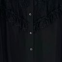 Alexis  Silk Lace Trim Mock Neck Blouse with Faceted Buttons Black Size L Photo 12