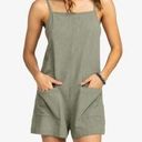 Cider Minimalist Everyday Sage Green  Romper With Pockets Size L Summer Casual Photo 0