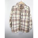 Universal Threads Universal Thread Cream Pink Brown Plaid Wool Blend Shacket Women's Size X-Small Photo 6