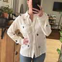 Hem & Thread White & Navy Star Embroidered Button Down Photo 3