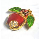 Joan Rivers NEW  Big Red APPLE BEE PIN Bug Brooch Pave Crystal Rhinestones Enamel Photo 4