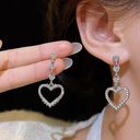 925 Silver Plated Love Heart Drop Dangle Earrings for Women Photo 3