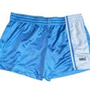 Nike  Women’s Size L Light Blue White Swoosh Basketball Running Workout Shorts Photo 0