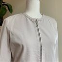 Eddie Bauer  Womens PM Ivory Cotton Canvas Full Zip Long Sleeve Jacket Collarless Photo 3