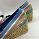 Ralph Lauren  Sandals Striped Espadrille Wedge Size 7.5 Resort Vacation Photo 3