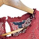 American Eagle  Boho Lace High Neck Sleeveless Top Blouse Rust Red Large Photo 7