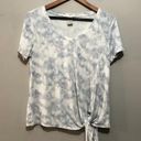 Matty M  Vneck Short Sleeve Tie Front Tee Blue/White Tie Dye Medium Photo 2