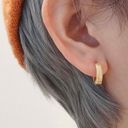 18K Gold Plated Huggie Hoop Earrings for Men Women, Punk Hip Hop Earrings Photo 2