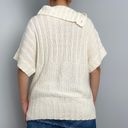 Fashion Bug Y2K  Cream Button Collar Short Sleeve Sweater Photo 4