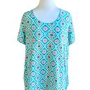 kim rogers  LADIES MULTI COLORED SS SOUTHWESTERN AZTEC THEMED TOP TSHIRT TEE XXL Photo 1