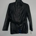 Cole Haan  351M2014 Size M Belted 100% Genuine Lambskin Leather Jacket Black Photo 3