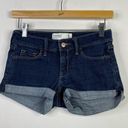 Abercrombie & Fitch Abercrombie Fitch Low rise cuffed denim jean shorts dark Wash stretch women 0 25 Photo 1