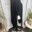 BCBGMAXAZRIA  Women's M L Drue Pointelle Sheer Lace Fringe Poncho Black Boho Goth Photo 8