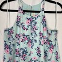 Pink Rose Floral Sleeveless Shift Dress Blue Pink Medium Chiffon Tiered Mini Sundress Photo 3