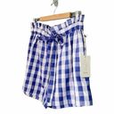 Joie  Gingham Shorts Blue & White Check Cotton Paper Bag Waist Women’s Size XL Photo 3