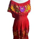 Moda Vintage Royal  Tall Medium Red Embroidery Dress Tropical Resort Photo 0