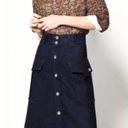 Massimo Dutti  dark wash denim skirt high-waist button front cargo pockets 6 Photo 1