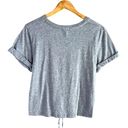 Joie  Lizeth Lace Up Corset Front Short Sleeve Top in Heather Grey 100% Cotton, M Photo 7