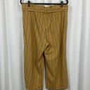 J.Jill  Dark Yellow Stripe Emelie Linen Stretch Wide Leg Cropped Pants Sz.L Photo 7