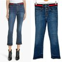 Veronica Beard  Carolyn Cropped Baby Boot-cut Jeans Tuxedo Stripes Blue Tidal 24 Photo 1