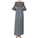 Trina Turk  Chambray Smocked Off The Shoulder High Slit Lightweight Dress Sz S Photo 4