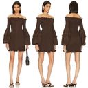 Karlie $380 NWT Joslin Off The Shoulder Ruffle Smocked  Dress Chocolate Women US4 Photo 1