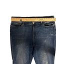 J.Jill  Women’s Paint Splatter Blue Denim Boyfriend‎ Ankle Jeans Size 18 Photo 3