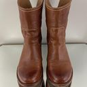 Frye Congac Brown Leather Carmen Shortie Ankle Buckle Stacked Heel Cowboy Boots Photo 4