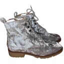 Qupid Gray Velvet Lace Up Ankle Boots Photo 1