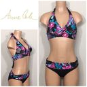 Anne cole  black floral bikini. L-top/M-bottom. NWT Photo 1