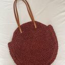 American Eagle  Straw Beach Bag Circular Rust Dark Red Large Tote Summer Spring Photo 0