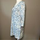 Faherty Cotton Floral Dress Tunic Chambray Blue White Size Medium Swim Coverup Photo 4