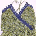 Active USA NEW  Womens S Romper Shorts Yellow Blue Floral Lace Strappy Summer Photo 5