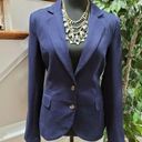 Love Tree  Women's Solid Blue Cotton Single Breasted Two Button Fitted Blazer L Photo 0