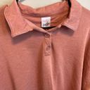 belle du jour  Cropped Quarter Button Collar Peach Long Sleeve Fleece Lined Top M Photo 2