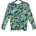 Style & Co  100% Cotton Floral 1/4 Button Up Long Sleeve Crew Neck Top Size XL Photo 0