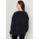 Topshop  Lips Fuzzy Furry Crewneck Sweatshirt Pullover Sweater XS Dark Navy Blue Photo 1